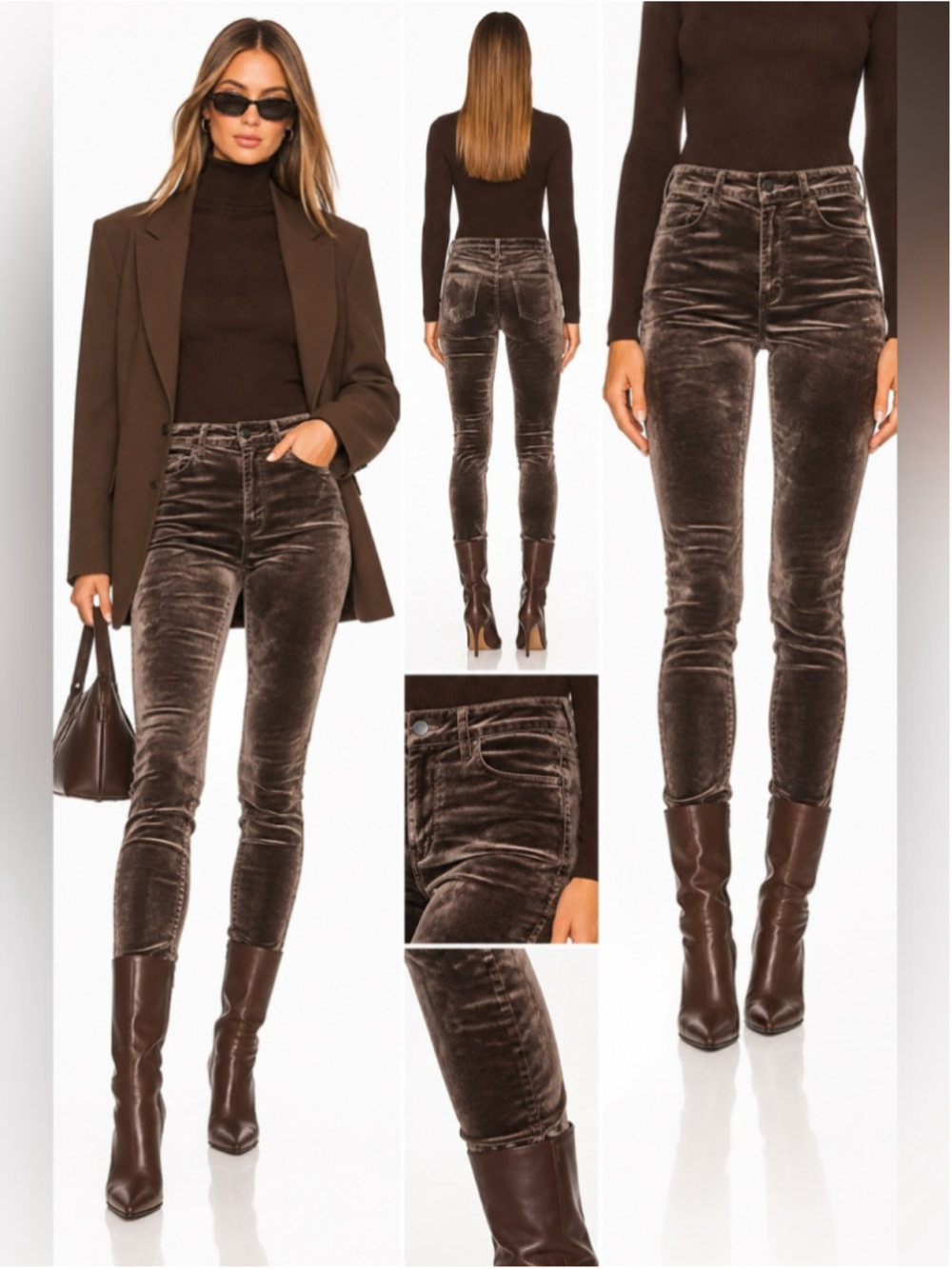 PAIGE Hoxton Ultra Skinny Velvet Pants Brown Taupe Size 29 High Rise